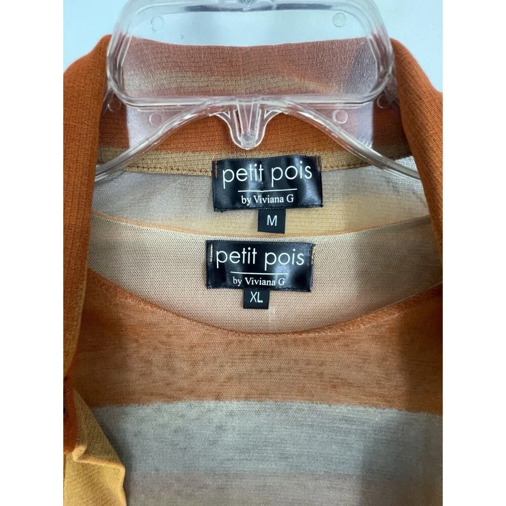 Petit Pois by Viviana G Mesh Top Orange 2 Piece Long Sleeve Top Artsy Y2K USA